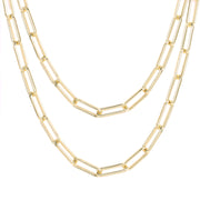 14K Gold Plated Paperclip Chain Necklace， 24 Inches - Alexcraft®
