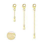 Set of 3 Gold Plated Sterling Silver Extension Chains for Jewelry Making(1 2 3 inch) - Alexcraft®