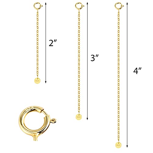 14K Gold Sterling Silver Necklace Bracelet Ankle Extender（2 3 4 inch）