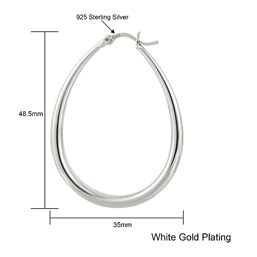 Large Silver Oval Hoop Earrings