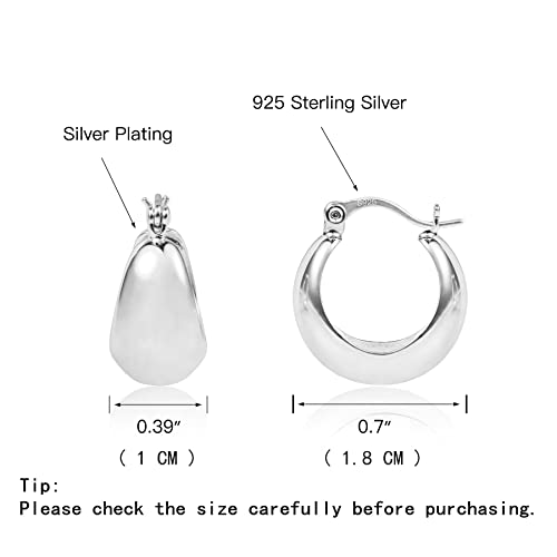 Silver Thick Tube Hoop Earrings