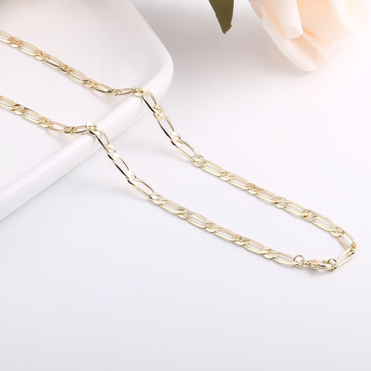 1PCS 14K Gold Plated Flat Figaro Chain Necklace - Alexcraft®