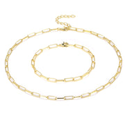 Paperclip Link Chain Necklace & Bracelet Set - Alexcraft®