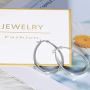 Large Silver Oval Hoop Earrings