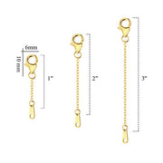 Set of 3 Gold Plated Sterling Silver Extension Chains for Jewelry Making(1 2 3 inch) - Alexcraft®