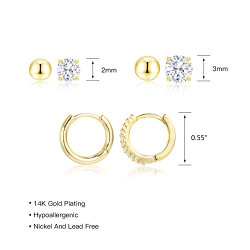 14K Gold Plated Earring Sets for Multiple Piercing - Alexcraft®