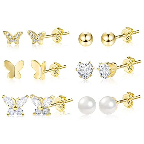 Assorted Gold Stud Earrings Set