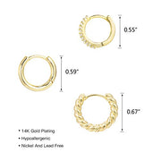 3 Pairs Small Gold Huggie Hoop Earrings Set - Alexcraft®