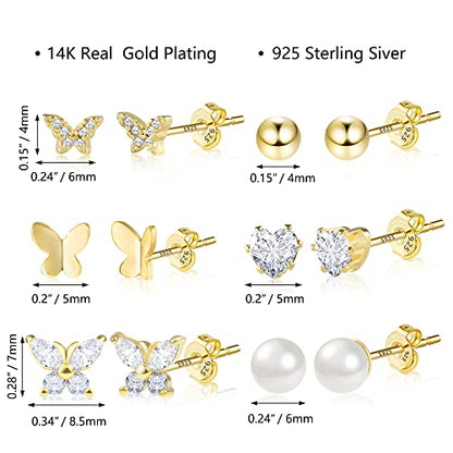 Assorted Gold Stud Earrings Set
