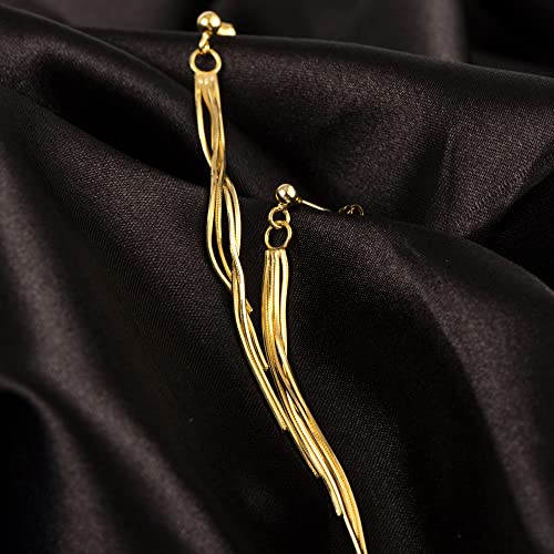 Long Gold Tassel Earrings for Women
