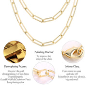 14K Gold Plated Paperclip Chain Necklace， 24 Inches - Alexcraft®