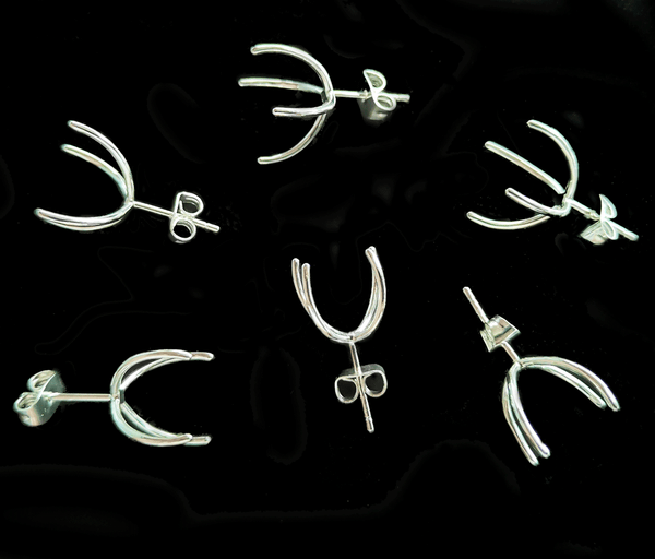 3 Pairs Sterling Silver Four Claws Stud Earring Blanks